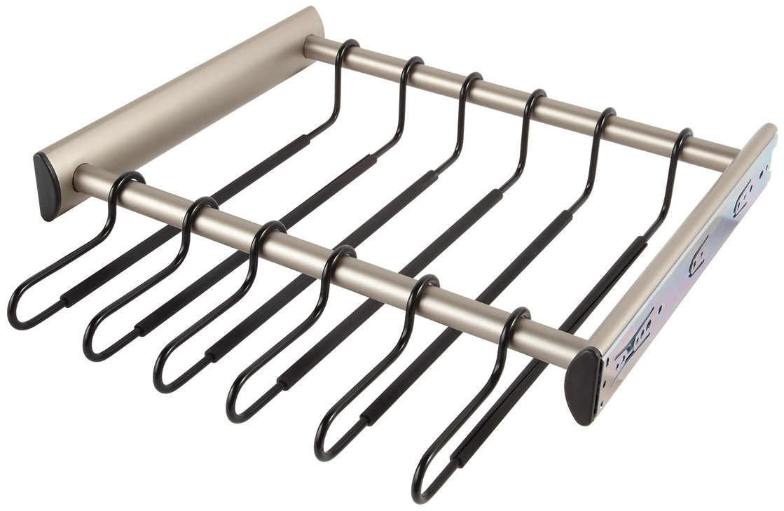 Häfele 805.58.431 TAG - 12 Hanger Pants Rack Pull-out, Synergy Collection, 18" Length, With Full Extension Slide, Black