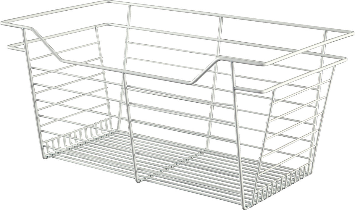 Häfele 547.38.256 Wire Closet Basket, with Full Extension Slides, Chrome-plated, 16" x 17" x 11", with zinc-plated 16" slides