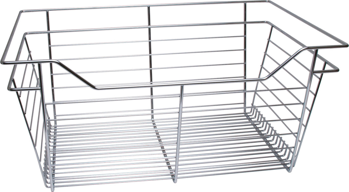 Häfele 547.40.638 Wire Closet Basket, with Full Extension Slides, Matte nickel, 14" x 23" x 17", with nickel-plated 14" Slides