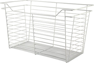 Häfele 547.38.212 Wire Closet Basket, with Full Extension Slides, Chrome-plated, 12" x 17" x 6", with zinc-plated 12" slides