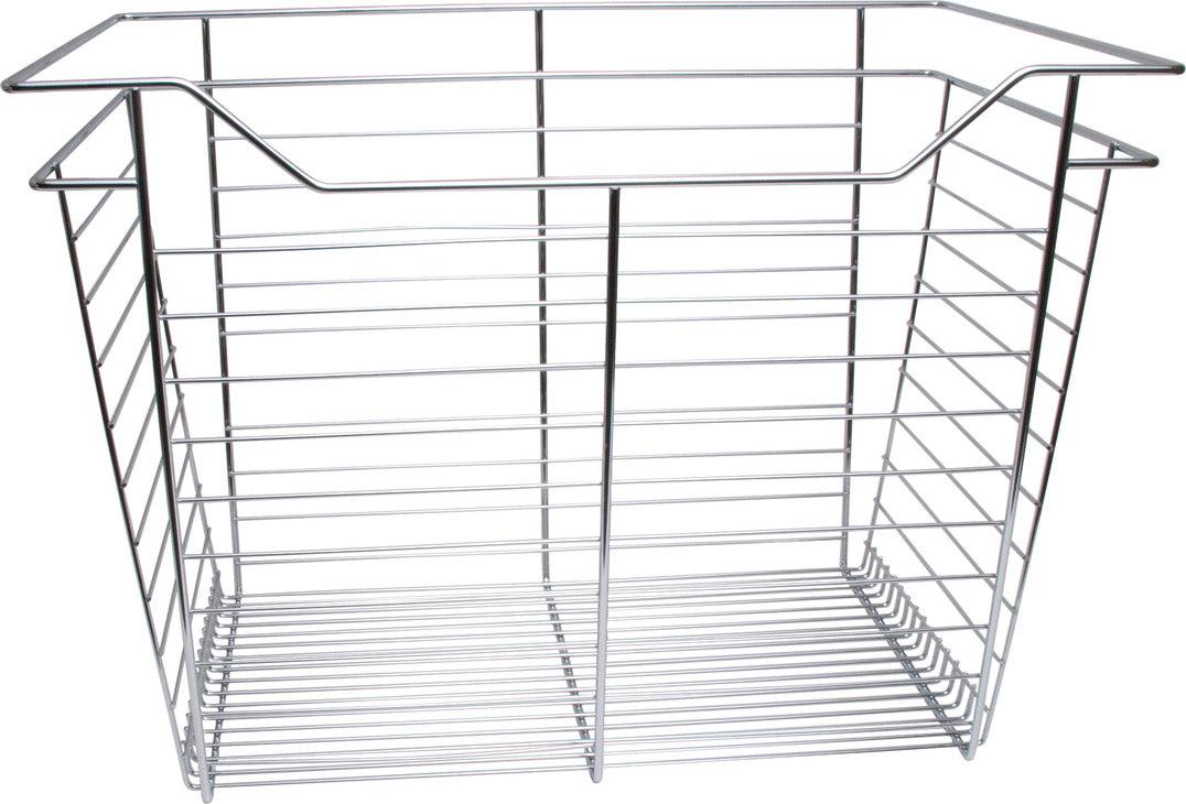 Häfele 547.38.256 Wire Closet Basket, with Full Extension Slides, Chrome-plated, 16" x 17" x 11", with zinc-plated 16" slides