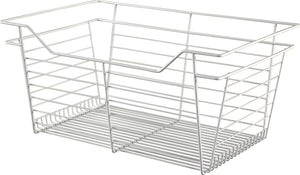Häfele 547.40.758 Wire Closet Basket, with Full Extension Slides, White, 16" x 23" x 17", with white 16" slides