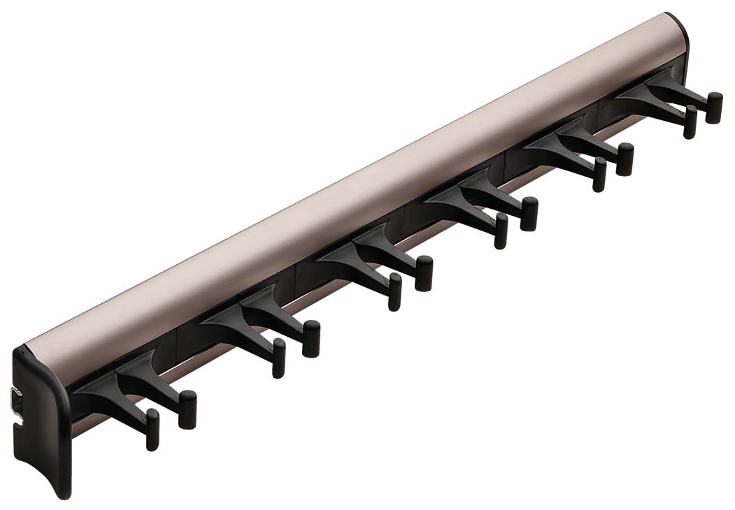 Häfele 807.54.931 TAG - Belt Rack, Synergy Collection, 6 Hook, 14 1/8", With 3/4 extension slide, Matte aluminum