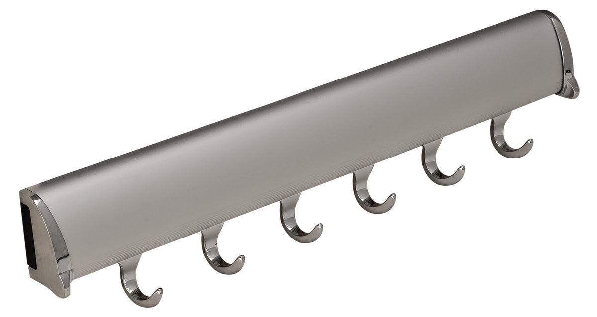Häfele 807.67.213 TAG - Belt Rack, Synergy Elite Collection, 6 Hook, 13 7/8", With full extension slide, Polished chrome