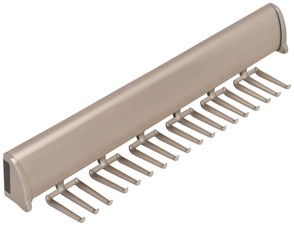 Häfele 807.67.201 TAG - Tie Rack, Synergy Elite Collection, 15 Hook, 11 7/8" Length, With full extension slide, Polished chrome