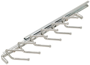 Häfele 807.53.260 Tie Rack with Slide, 12 Hook, 11", with 5 3/4" extension slide, Chrome-plated