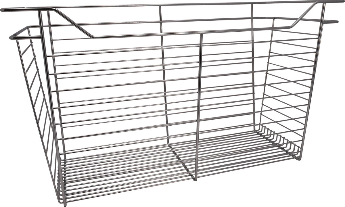 Häfele 547.38.752 Wire Closet Basket, with Full Extension Slides, White, 16" x 17" x 6", with white 16" slides