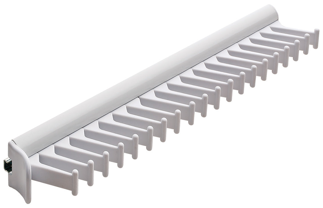 Häfele 807.54.233 TAG - Tie Rack, Synergy Collection, 20 Hook, 14 1/8", With 3/4 extension slide, Polished chrome
