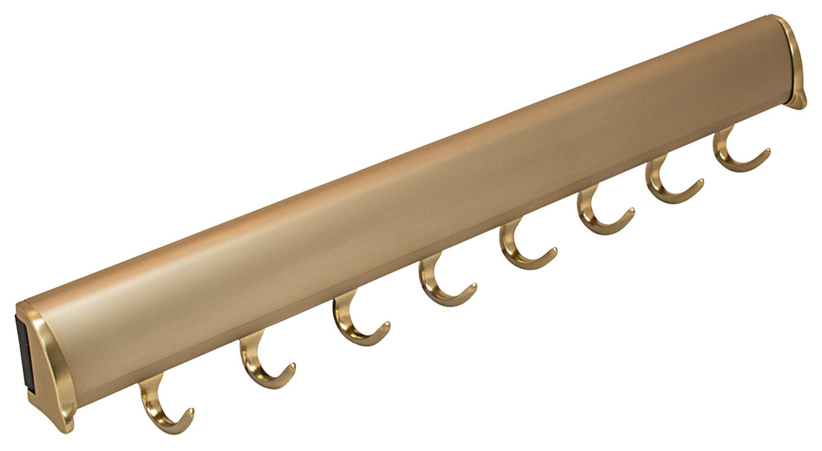 Häfele 807.67.615 TAG - Belt Rack, Synergy Elite Collection, 8 Hook, 17 15/16", With full extension slide, Matte nickel, with chrome hooks and end caps
