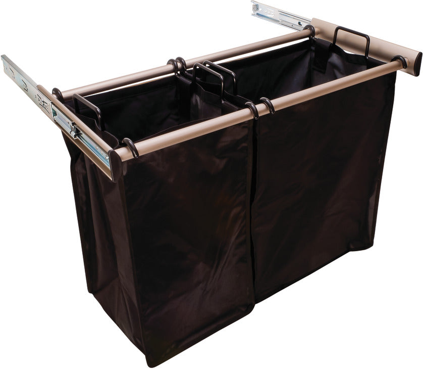 Häfele 807.52.931 TAG - Pull-Out Hamper, with Removable Bags, Synergy Collection, Matte aluminum, 18", 1 large bag