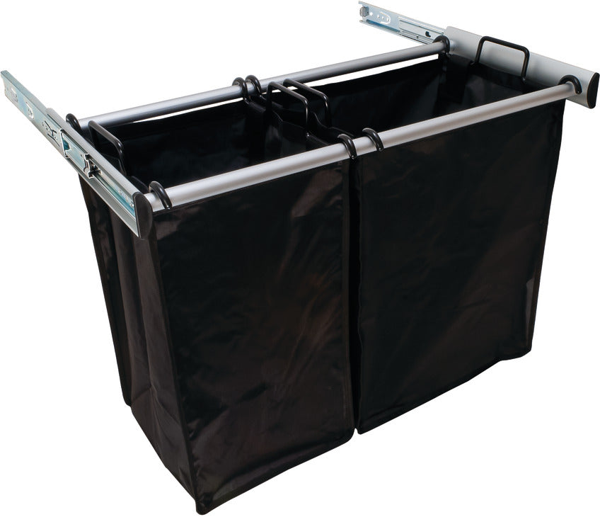 Häfele 807.52.333 TAG - Pull-Out Hamper, with Removable Bags, Synergy Collection, Black, 24", 2 small bags