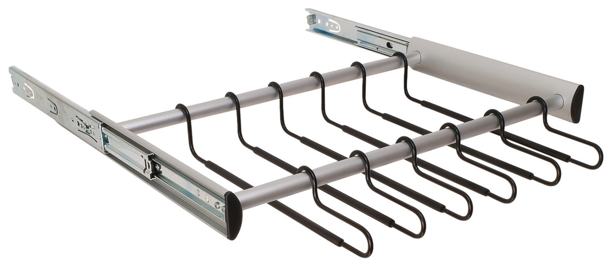 Häfele 805.58.433 TAG - 18 Hanger Pants Rack Pull-out, Synergy Collection, 24" Length, With full extension slide, Black