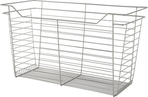 Häfele 547.38.658 Wire Closet Basket, with Full Extension Slides, Matte nickel, 16" x 17" x 17", with nickel-plated 16" slides