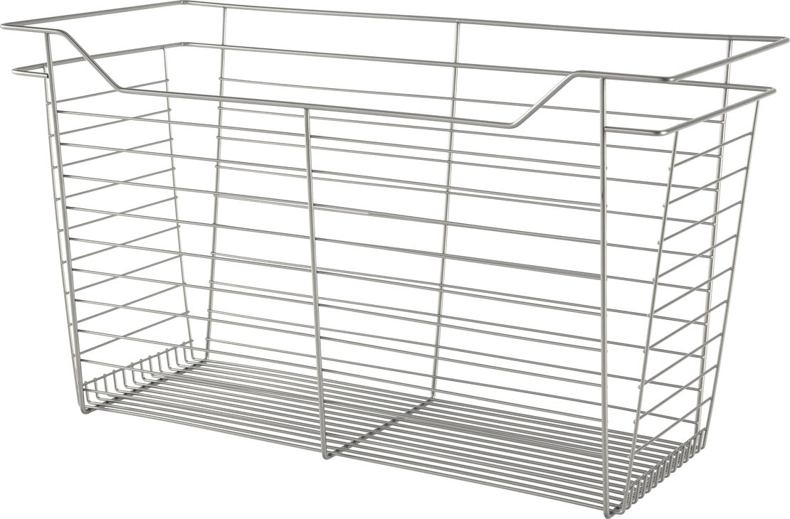 Häfele 547.38.752 Wire Closet Basket, with Full Extension Slides, White, 16" x 17" x 6", with white 16" slides