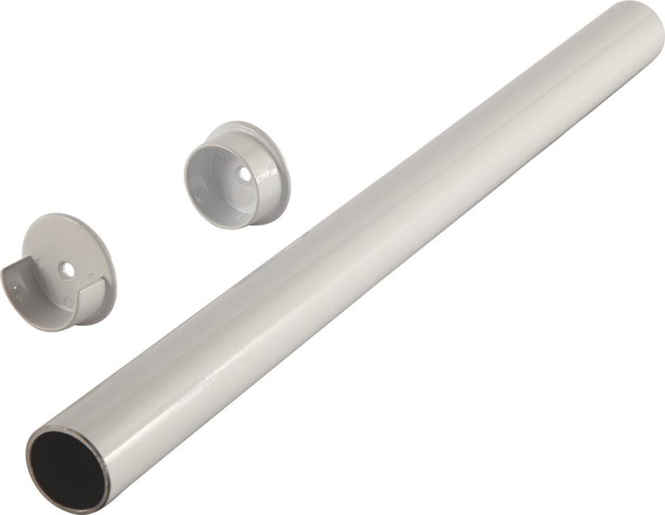 Häfele 801.42.734 TAG - Round Closet Rod with Supports, Synergy Collection, White, 47 15/16"