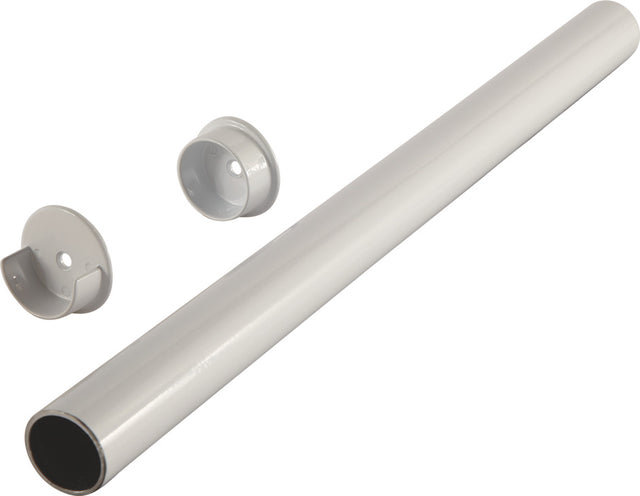 Häfele 801.42.734 TAG - Round Closet Rod with Supports, Synergy Collection, White, 47 15/16"