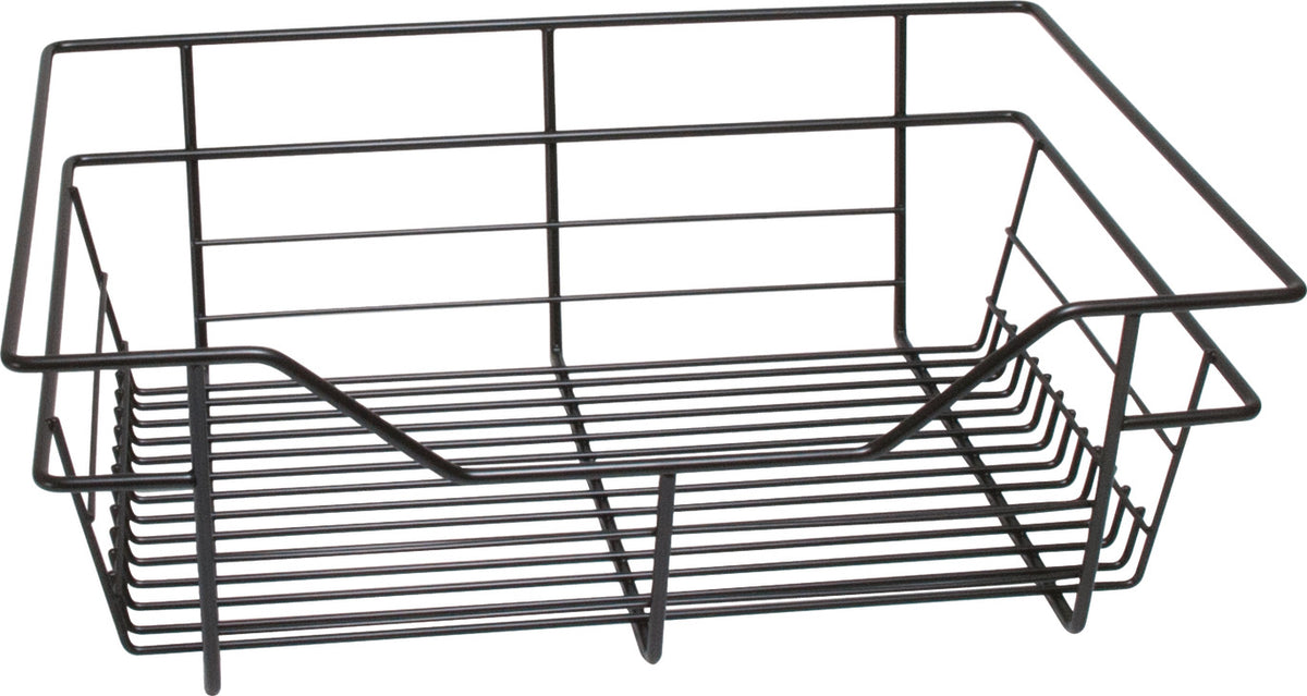 Häfele 547.40.332 Wire Closet Basket, with Full Extension Slides, Black, 14" x 23" x 6", with black 14" slides