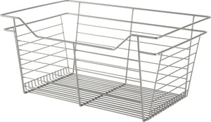 Häfele 547.38.812 Wire Closet Basket, with Full Extension Slides, Matte gold (powder-coated), 12" x 17" x 6", with zinc-plated 12" slides