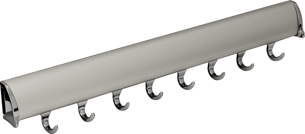 Häfele 807.67.215 TAG - Belt Rack, Synergy Elite Collection, 8 Hook, 17 15/16", With full extension slide, Polished chrome, with chrome hooks and end caps