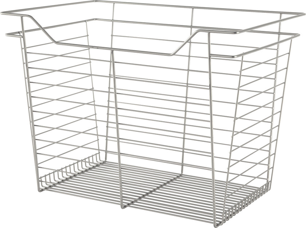 Häfele 547.40.636 Wire Closet Basket, with Full Extension Slides, Matte nickel, 14" x 23" x 11", with nickel-plated 14" slides
