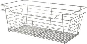 Häfele 547.41.656 Wire Closet Basket, with Full Extension Slides, Matte nickel, 16" x 29" x 11", with nickel-plated 16" slides