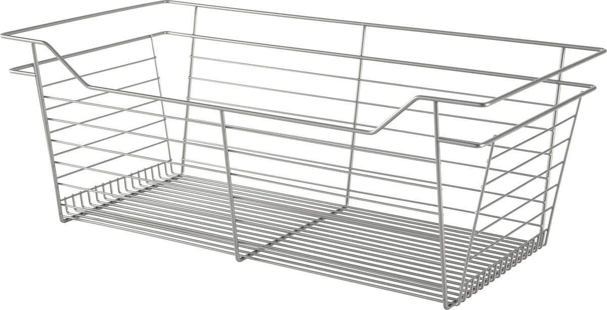 Häfele 547.38.256 Wire Closet Basket, with Full Extension Slides, Chrome-plated, 16" x 17" x 11", with zinc-plated 16" slides
