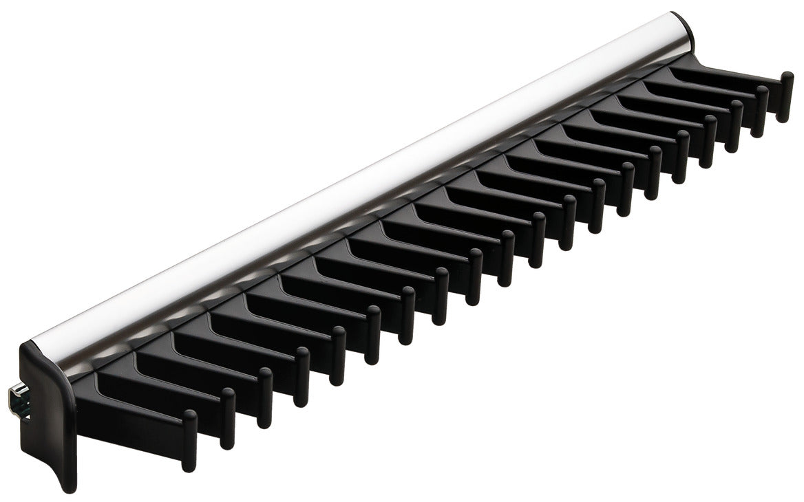 Häfele 807.54.233 TAG - Tie Rack, Synergy Collection, 20 Hook, 14 1/8", With 3/4 extension slide, Polished chrome