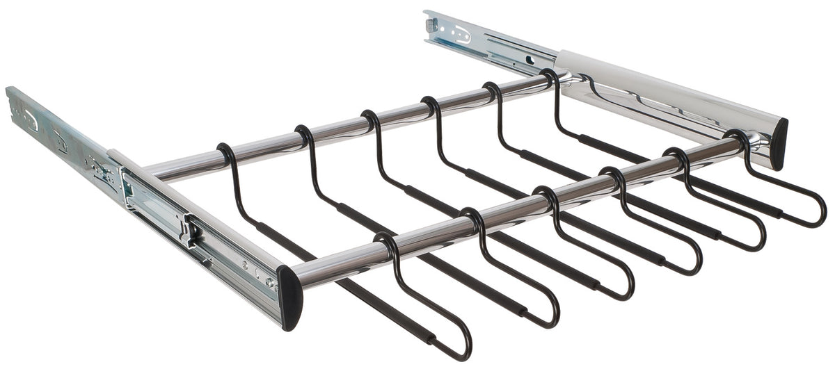 Häfele 805.58.433 TAG - 18 Hanger Pants Rack Pull-out, Synergy Collection, 24" Length, With full extension slide, Black