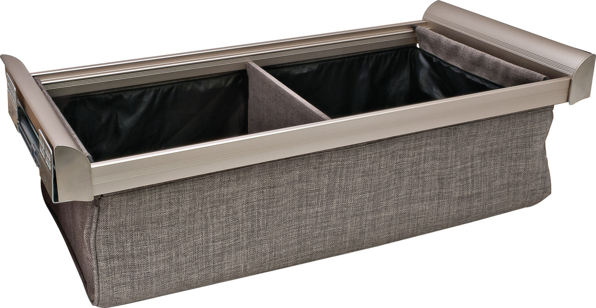 Häfele 807.77.623 TAG - Divided Deep Drawer, ENGAGE, Matte nickel with slate fabric, 30" width