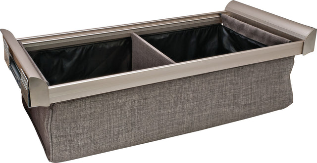 Häfele 807.77.623 TAG - Divided Deep Drawer, ENGAGE, Matte nickel with slate fabric, 30" width