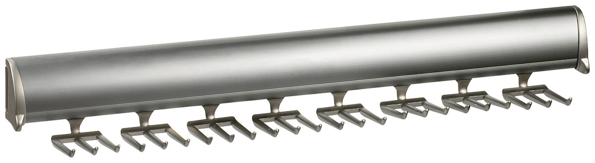 Häfele 807.67.405 TAG - Tie Rack, Synergy Elite Collection, 24 Hook, 17 15/16" Length, With full extension slide, Matte aluminum