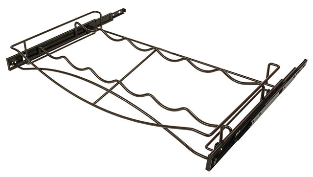 Häfele 540.50.317 Pull-out Wine Tray, with Full Extension Slides, For interior cabinet width: (24") 610 mm; Stores 6 wine bottles; black