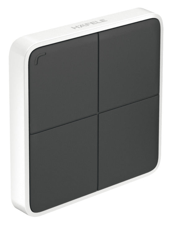 Häfele 850.00.041 Radio Remote Control, Häfele Connect Mesh 4-button Wireless Wall Switch, Euro Style, 81 x 81 x 12 mm (3 3/16" x 3 3/16" x 1/2")