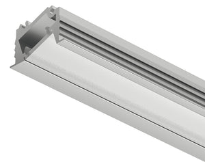 Häfele 833.94.206 Profile for recess mounting, Häfele Lighting Profile 1106, for LED strip lights up to 5 mm (3/16") width with clip, Asymmetrical light distribution, Length: 2.337 m (92"), silver colored
