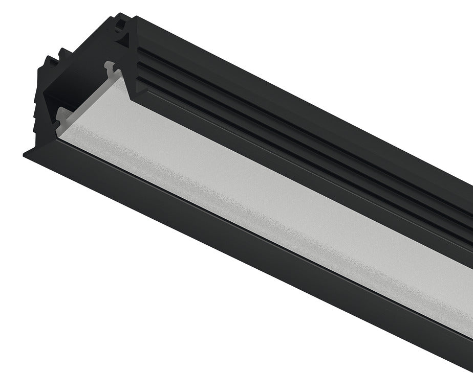 Häfele 833.94.206 Profile for recess mounting, Häfele Lighting Profile 1106, for LED strip lights up to 5 mm (3/16") width with clip, Asymmetrical light distribution, Length: 2.337 m (92"), silver colored
