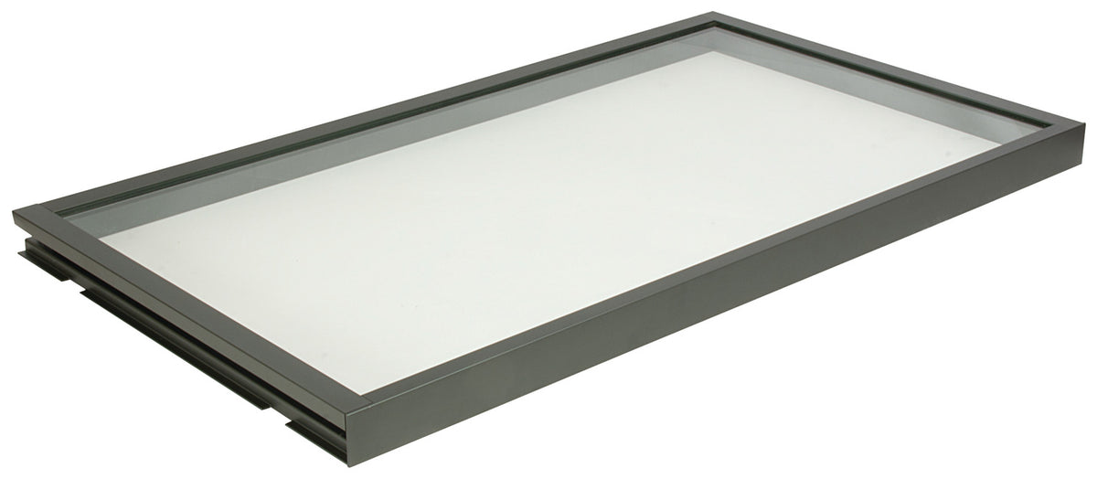Häfele 807.76.345 TAG - Shelf, Illuminated Glass Shelf, powder-coated matte gold; 30" width; 13 3/4" depth; Warm white to cool white