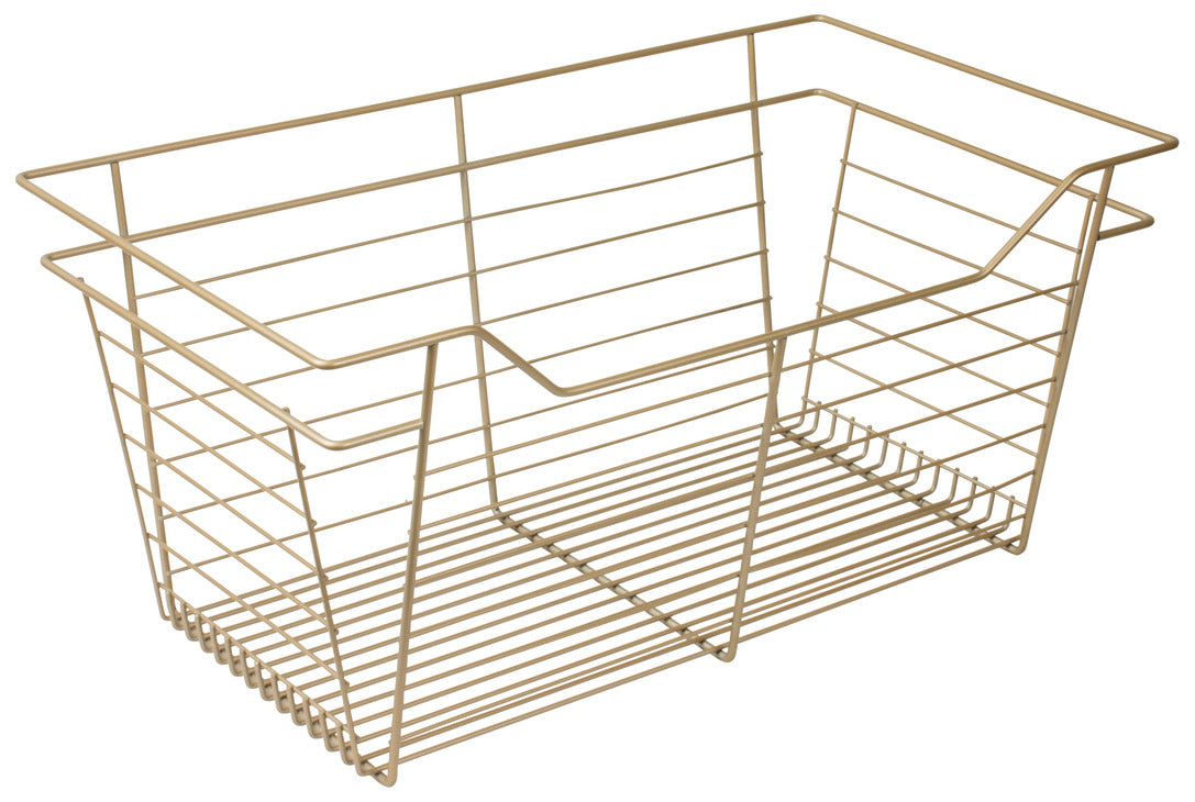 Häfele 547.38.032 Wire Closet Basket, with Full Extension Slides, Gold polished, 14" x 17" x 6", with zinc-plated 14" slides