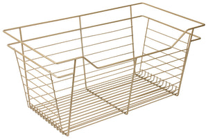 Häfele 547.38.032 Wire Closet Basket, with Full Extension Slides, Gold polished, 14" x 17" x 6", with zinc-plated 14" slides