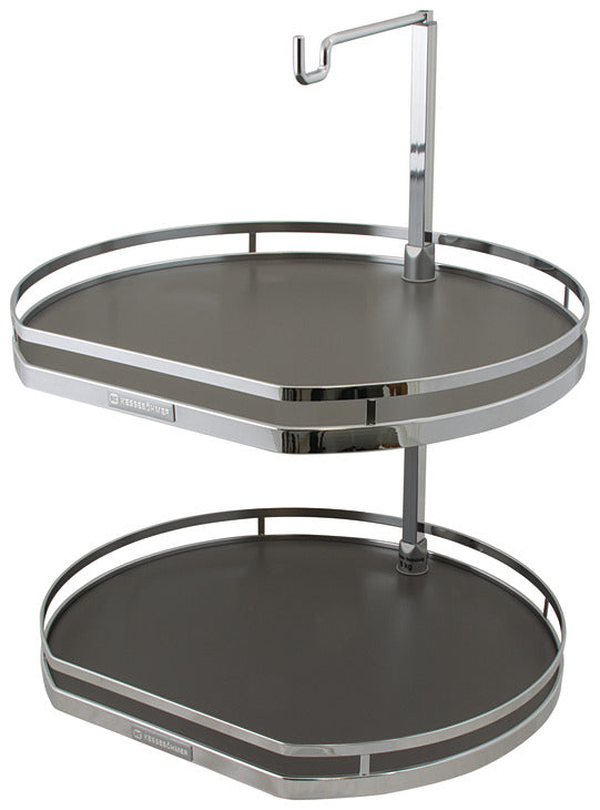 Häfele 542.90.332 Kesseböhmer - Twister Set, Melamine, Two or Three-Tray, for Upper Cabinets, Arena Plus, Chrome/anthracite, height 25 15/16" - 30 1/2", 2 shelves