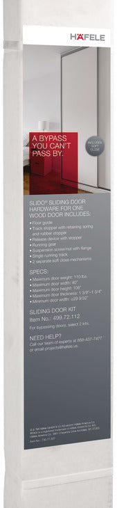 Häfele 499.72.110 Pocket Door Framing Kits, Slido D-Line 11, with 2 m (6' 6 3/4") upper track, for door weight: 50 kg (110 lbs.), without soft close