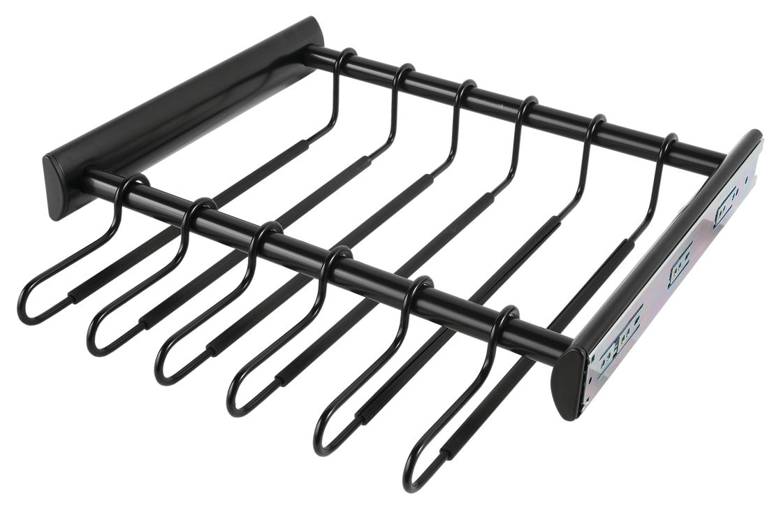 Häfele 805.58.435 TAG - 24 Hanger Pants Rack Pull-out, Synergy Collection, 30" Length, With Full Extension Slide, Black