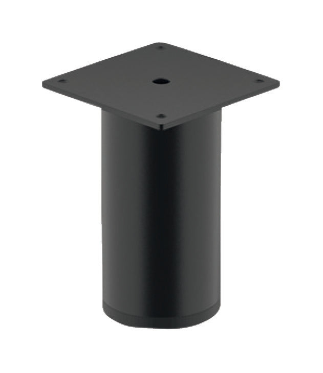 Häfele 634.74.252 Furniture Foot, Without height adjustment, With plate, Steel, jet black, RAL 9005, height: 150 mm, diameter: 50 mm