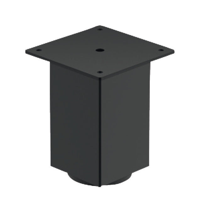 Häfele 634.74.257 Furniture Foot, Without height adjustment, With plate, Steel, Jet black, RAL 9005, dim. (W x D x H): 55 x 55 x 150 mm