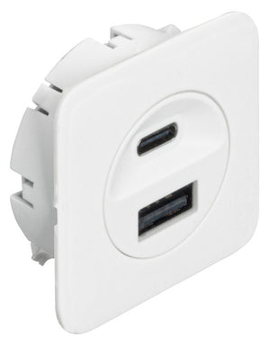Häfele 833.73.809 Häfele Lighting - USB charging station, USB-A / USB-C, 24V, for mounting in drilled hole Ø40 mm or for screw fixing with frame 46.5 x 46.5 x 18 mm, Black