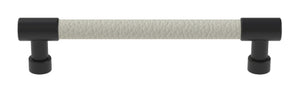 Häfele 111.95.419 TAG - Bar Pull, Traditional, Zinc, Faux Leather, Black/oyster, 256 mm (10 1/16") CTC