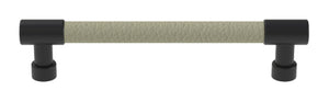 Häfele 111.95.425 TAG - Bar Pull, Traditional, Zinc, Faux Leather, Matte aluminum/oyster, 256 mm (10 1/16") CTC