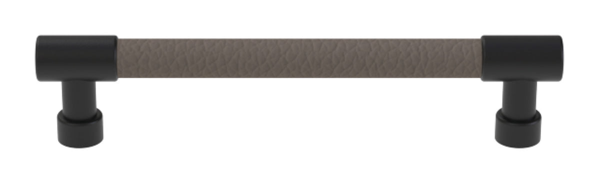 Häfele 111.95.400 TAG - Bar Pull, Traditional, Zinc, Faux Leather, Black/winter, 128 mm (5 1/16") CTC