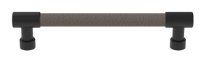 Häfele 111.95.425 TAG - Bar Pull, Traditional, Zinc, Faux Leather, Matte aluminum/oyster, 256 mm (10 1/16") CTC