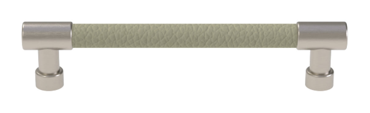 Häfele 111.95.414 TAG - Bar Pull, Traditional, Zinc, Faux Leather, Matte nickel/pewter, 128 mm (5 1/16") CTC