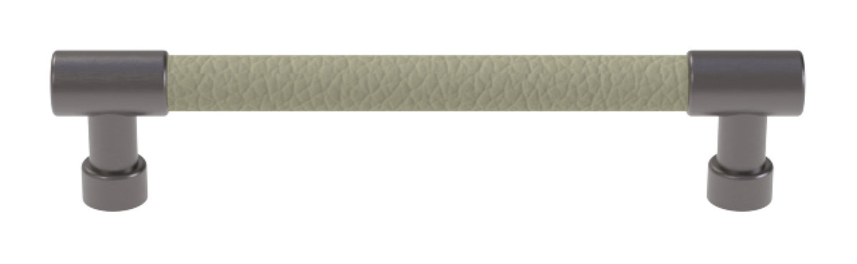 Häfele 111.95.400 TAG - Bar Pull, Traditional, Zinc, Faux Leather, Black/winter, 128 mm (5 1/16") CTC